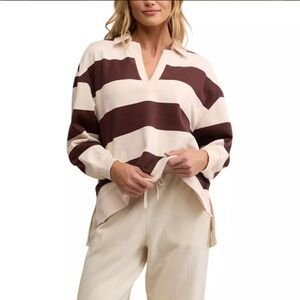 Z Supply Rugby Henley Sweatshirt in Sandalwood